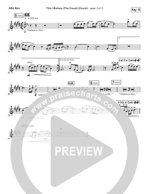 This I Believe (The Creed) (Choral Anthem SATB) Alto Sax (Hillsong Worship / Arr. Luke Gambill)