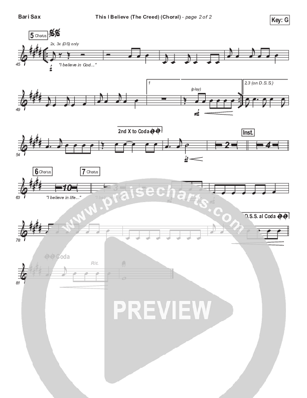 This I Believe (The Creed) (Choral Anthem SATB) Bari Sax (Hillsong Worship / Arr. Luke Gambill)