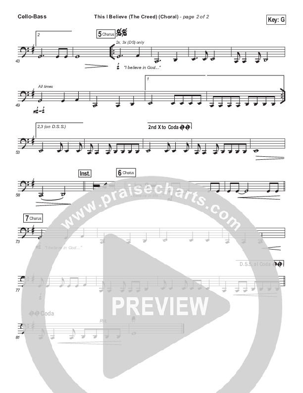 This I Believe (The Creed) (Choral Anthem SATB) Cello/Bass (Hillsong Worship / Arr. Luke Gambill)