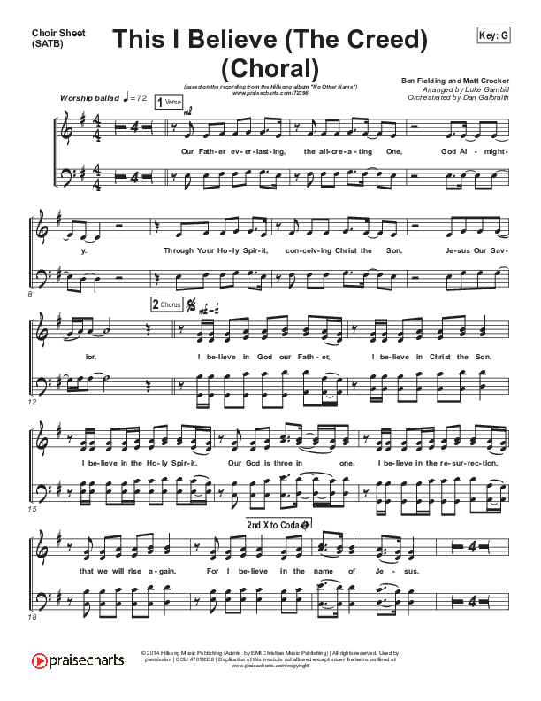 This I Believe (The Creed) (Choral Anthem SATB) Choir Vocals (SATB) (Hillsong Worship / Arr. Luke Gambill)