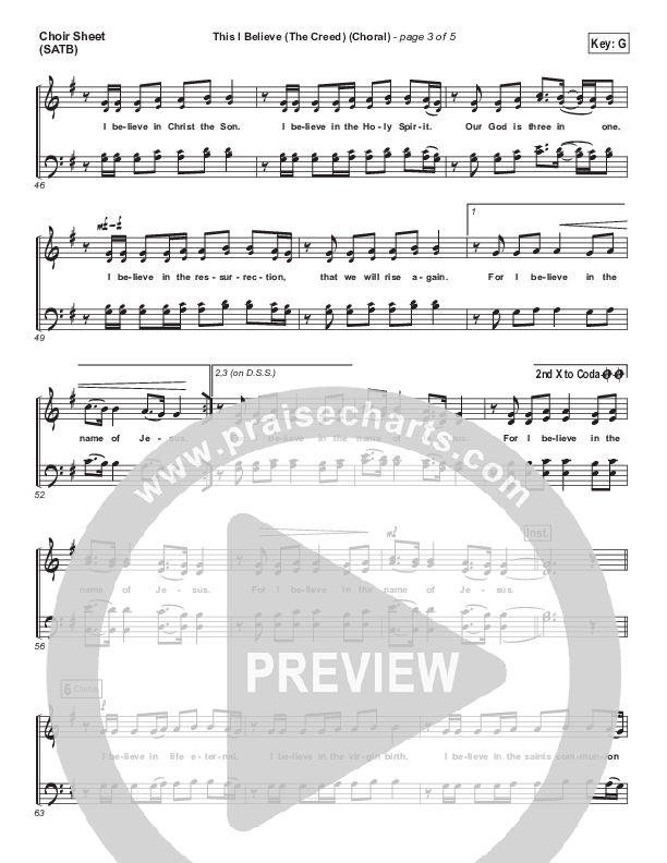 This I Believe (The Creed) (Choral Anthem SATB) Choir Sheet (SATB) (Hillsong Worship / Arr. Luke Gambill)