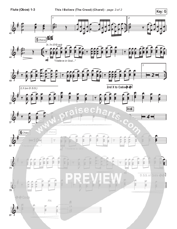 This I Believe (The Creed) (Choral Anthem SATB) Flute/Oboe 1/2/3 (Hillsong Worship / Arr. Luke Gambill)