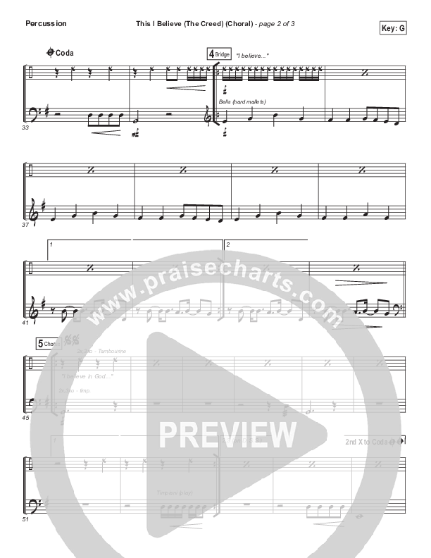 This I Believe (The Creed) (Choral Anthem SATB) Percussion (Hillsong Worship / Arr. Luke Gambill)