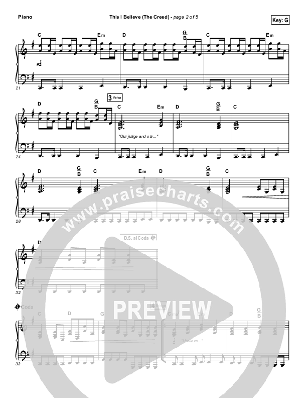 This I Believe (The Creed) (Choral Anthem SATB) Piano Sheet (Hillsong Worship / Arr. Luke Gambill)