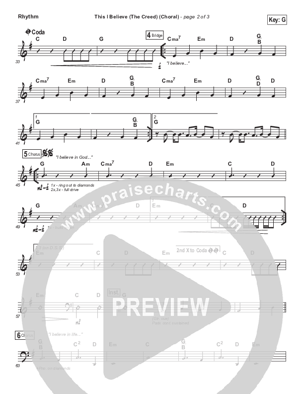 This I Believe (The Creed) (Choral Anthem SATB) Rhythm Chart (Hillsong Worship / Arr. Luke Gambill)