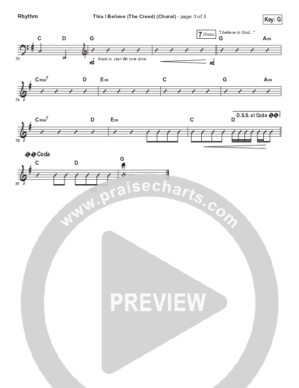This I Believe (The Creed) (Choral Anthem SATB) Rhythm Chart (Hillsong Worship / Arr. Luke Gambill)