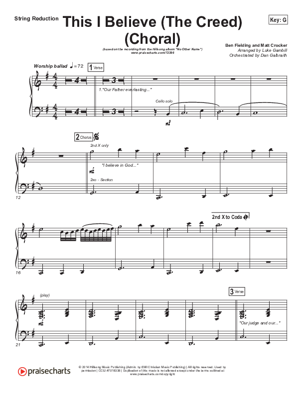 This I Believe (The Creed) (Choral Anthem SATB) Synth Strings (Hillsong Worship / Arr. Luke Gambill)