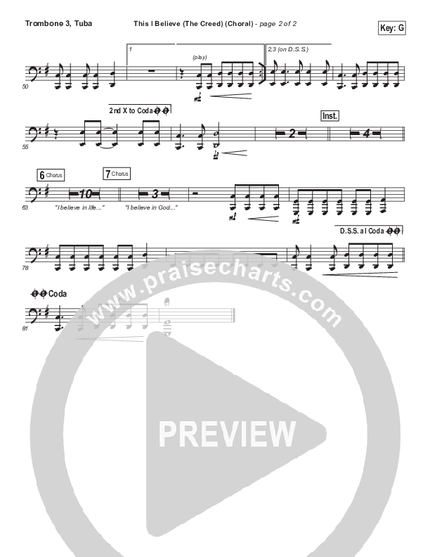 This I Believe (The Creed) (Choral Anthem SATB) Trombone 3/Tuba (Hillsong Worship / Arr. Luke Gambill)