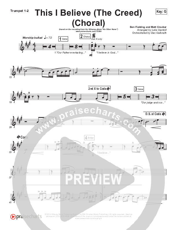 This I Believe (The Creed) (Choral Anthem SATB) Brass Pack (Hillsong Worship / Arr. Luke Gambill)