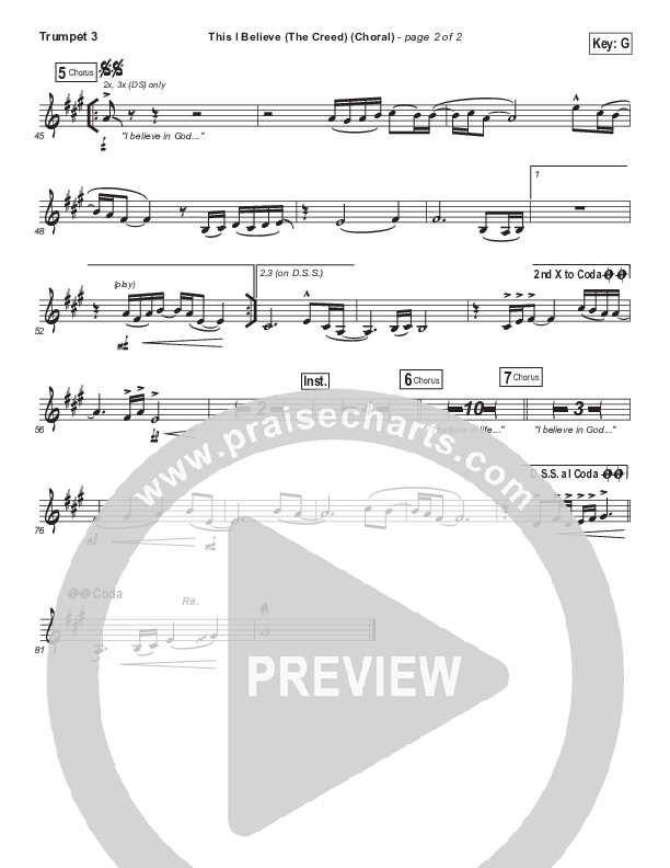 This I Believe (The Creed) (Choral Anthem SATB) Trumpet 3 (Hillsong Worship / Arr. Luke Gambill)