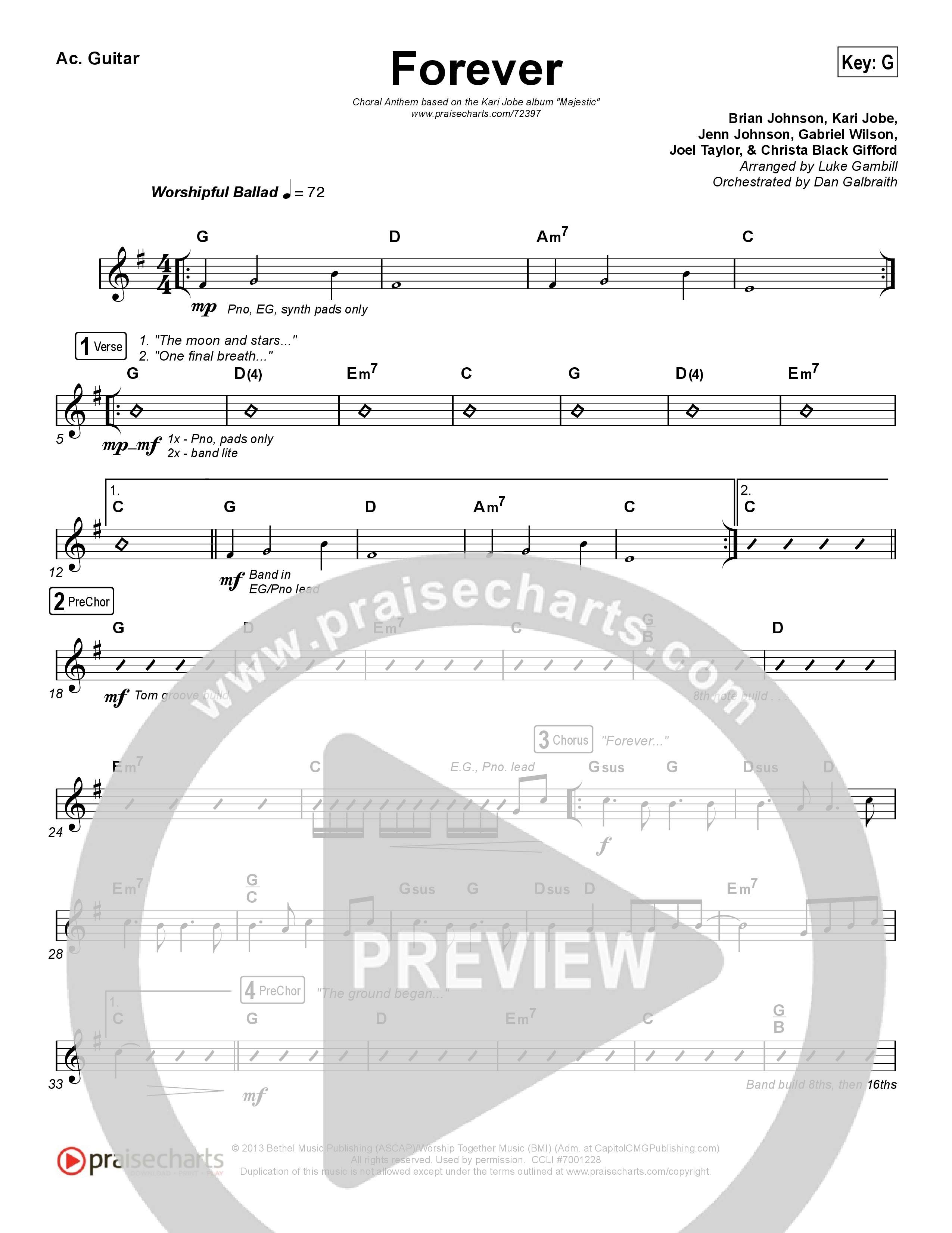 Forever (Choral Anthem SATB) Acoustic Guitar (Kari Jobe / Arr. Luke Gambill)