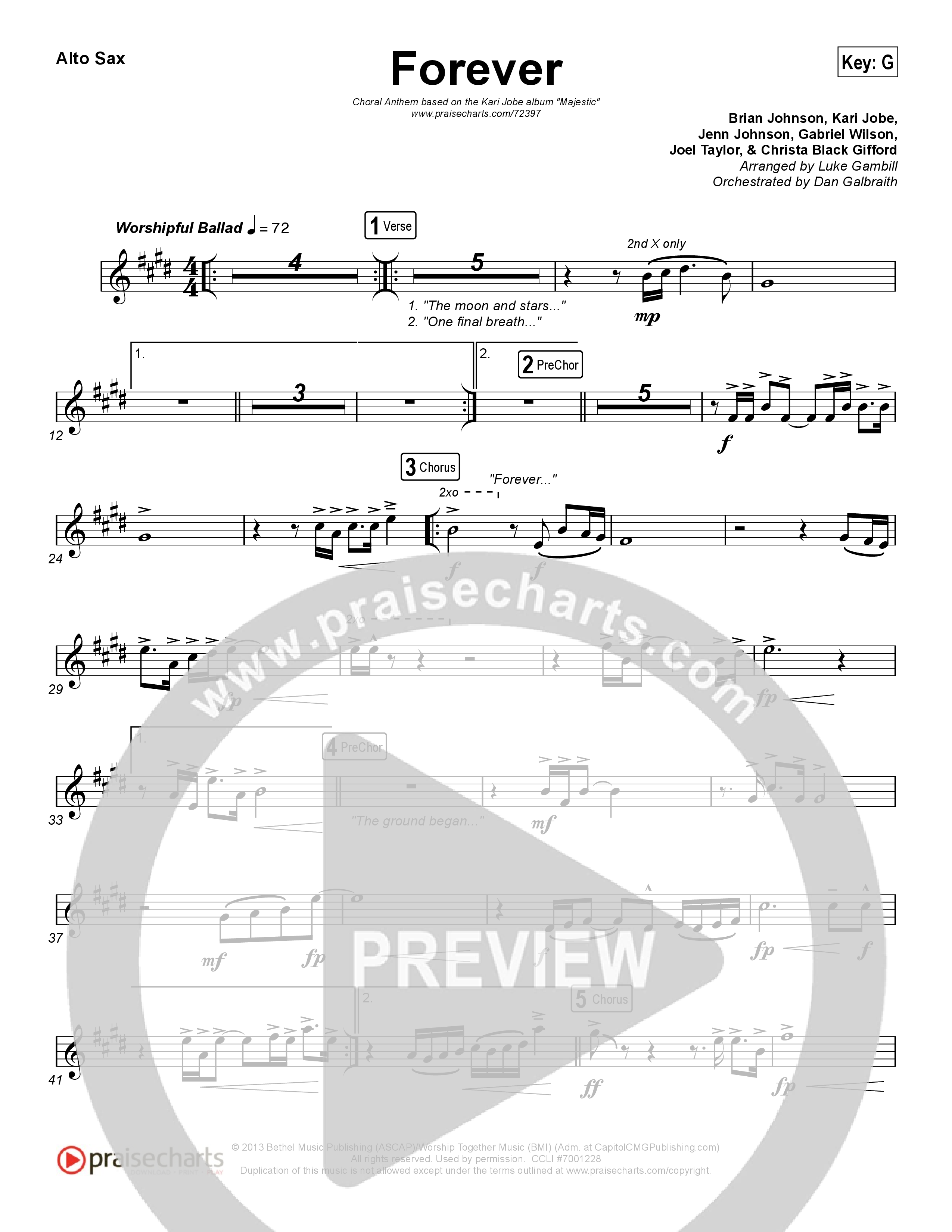 Forever (Choral Anthem SATB) Alto Sax (Kari Jobe / Arr. Luke Gambill)