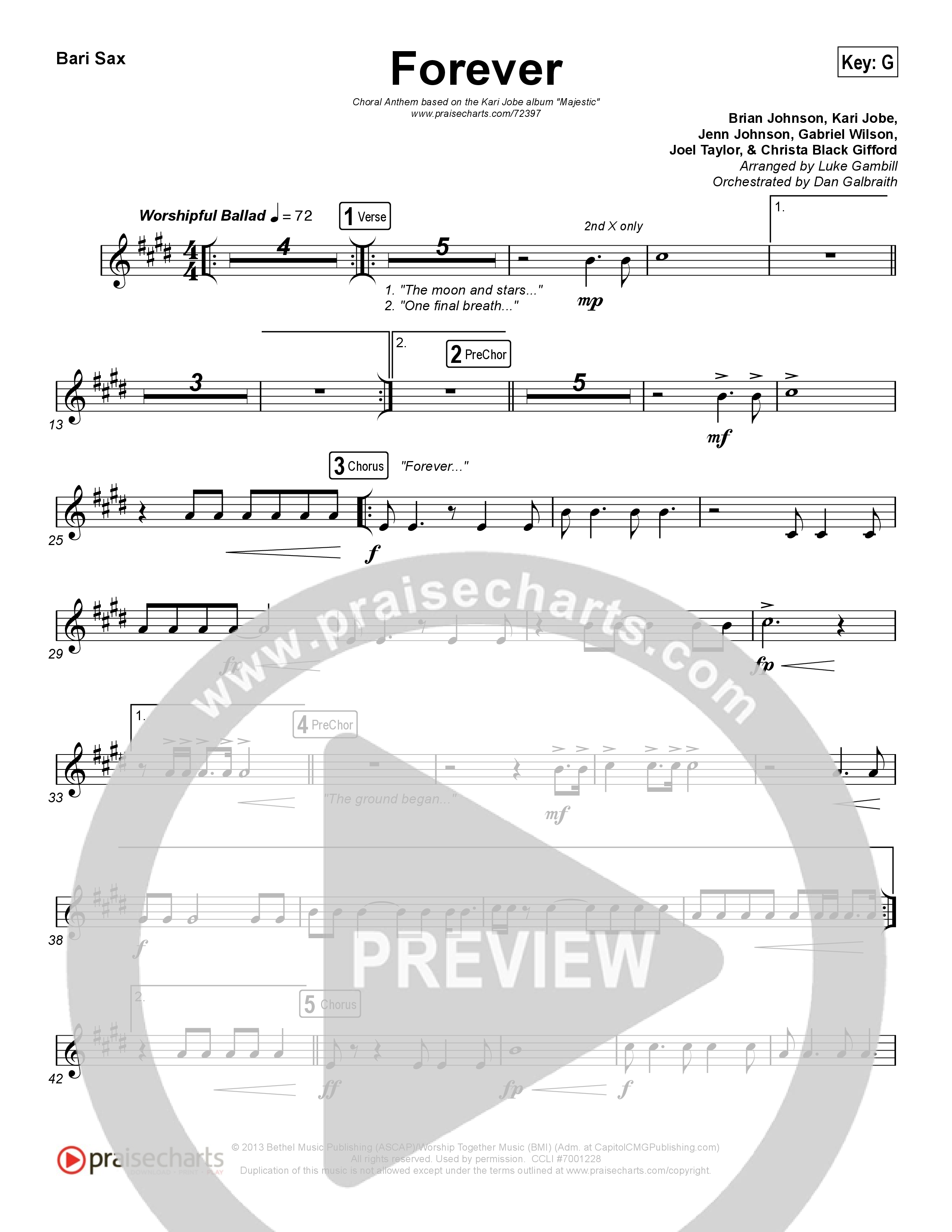 Forever (Choral Anthem SATB) Bari Sax (Kari Jobe / Arr. Luke Gambill)