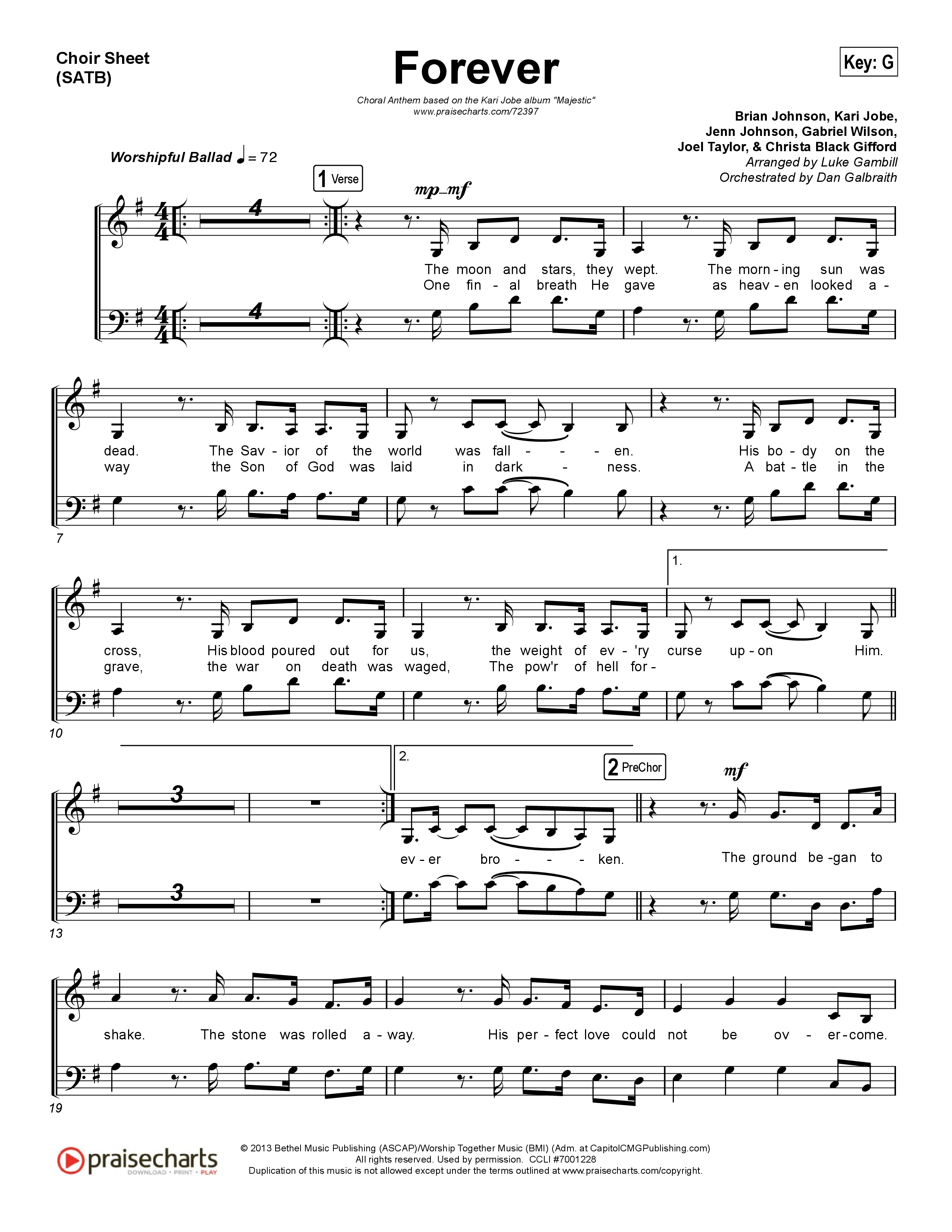 Forever (Choral Anthem SATB) Choir Vocals (SATB) (Kari Jobe / Arr. Luke Gambill)