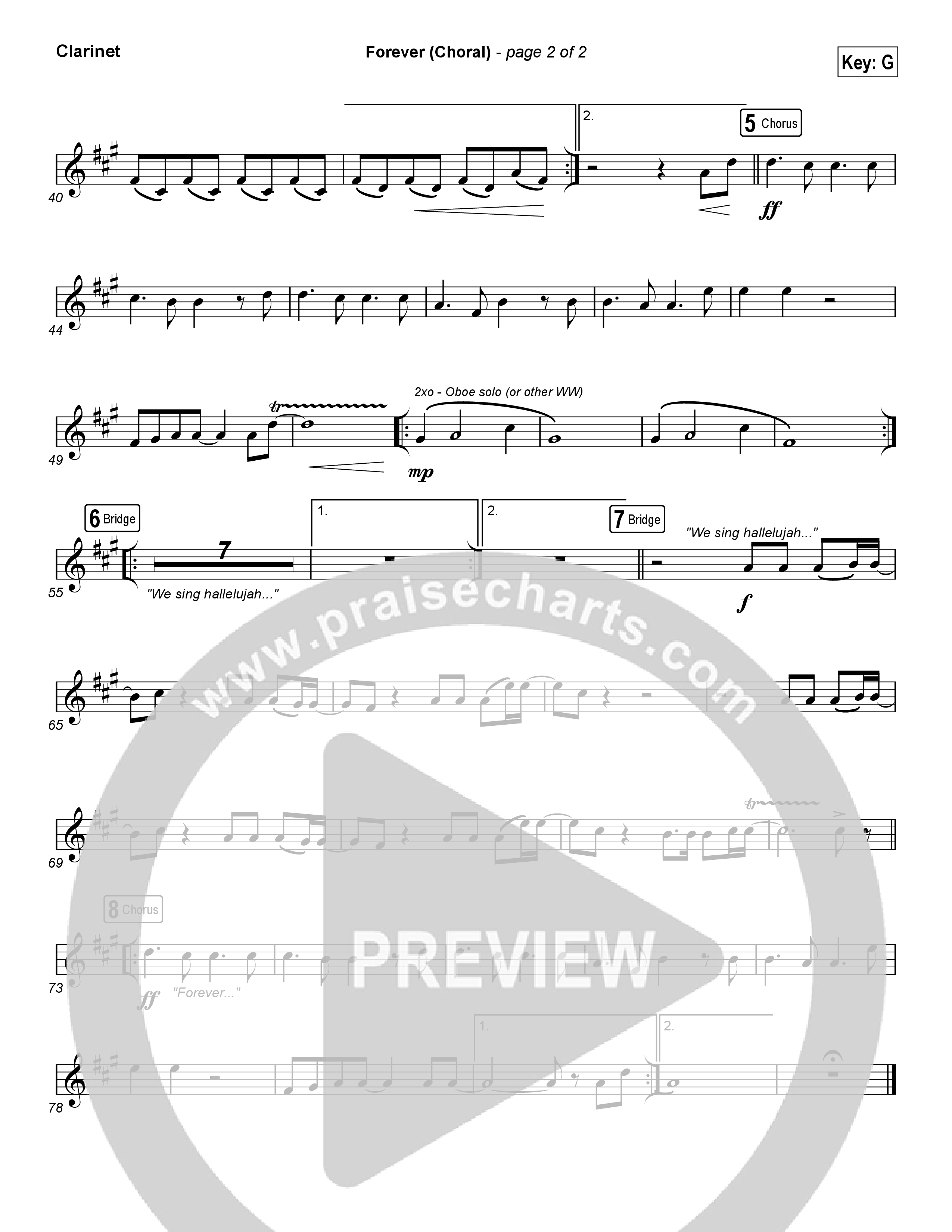 Forever (Choral Anthem SATB) Clarinet (Kari Jobe / Arr. Luke Gambill)