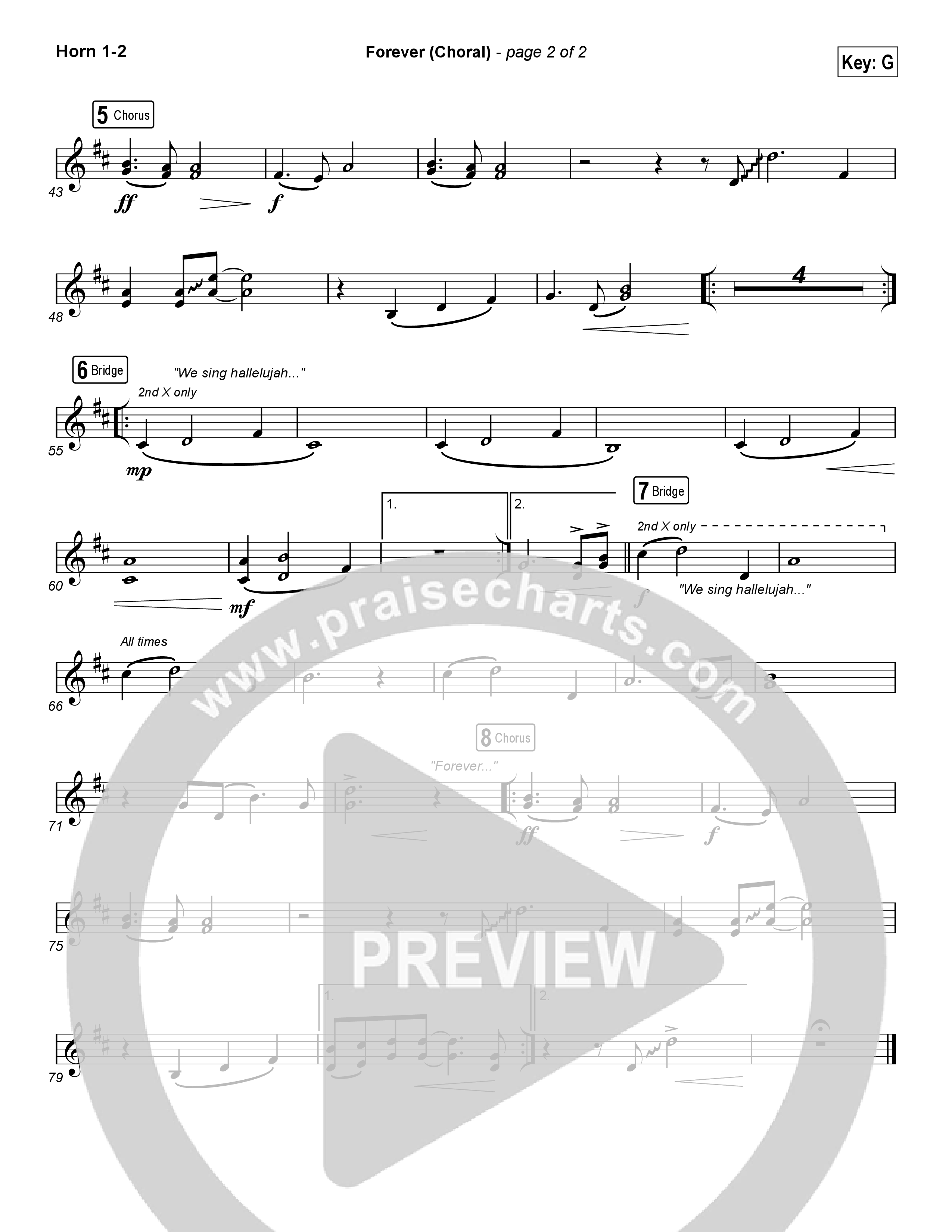 Forever (Choral Anthem SATB) French Horn 1/2 (Kari Jobe / Arr. Luke Gambill)