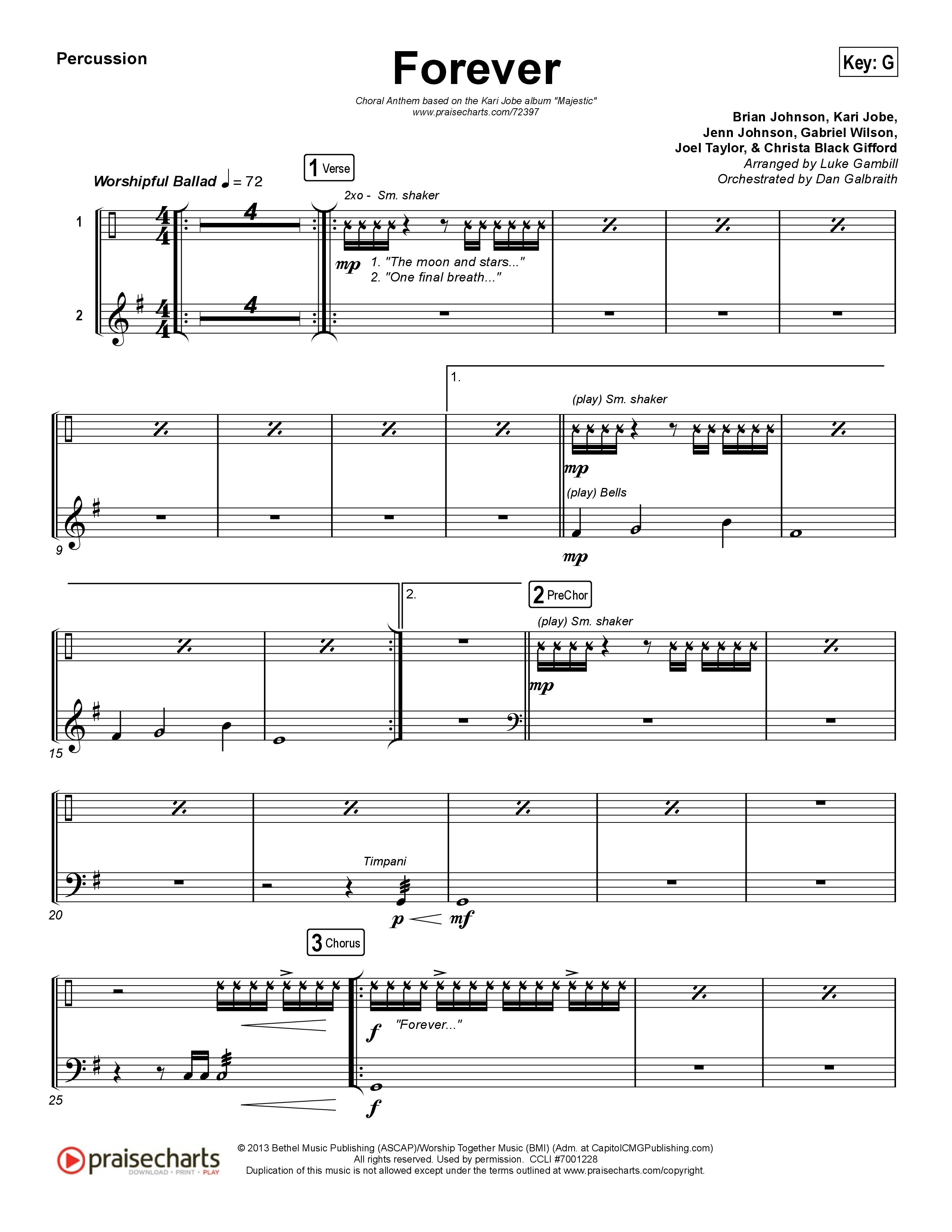 Forever (Choral Anthem SATB) Percussion (Kari Jobe / Arr. Luke Gambill)