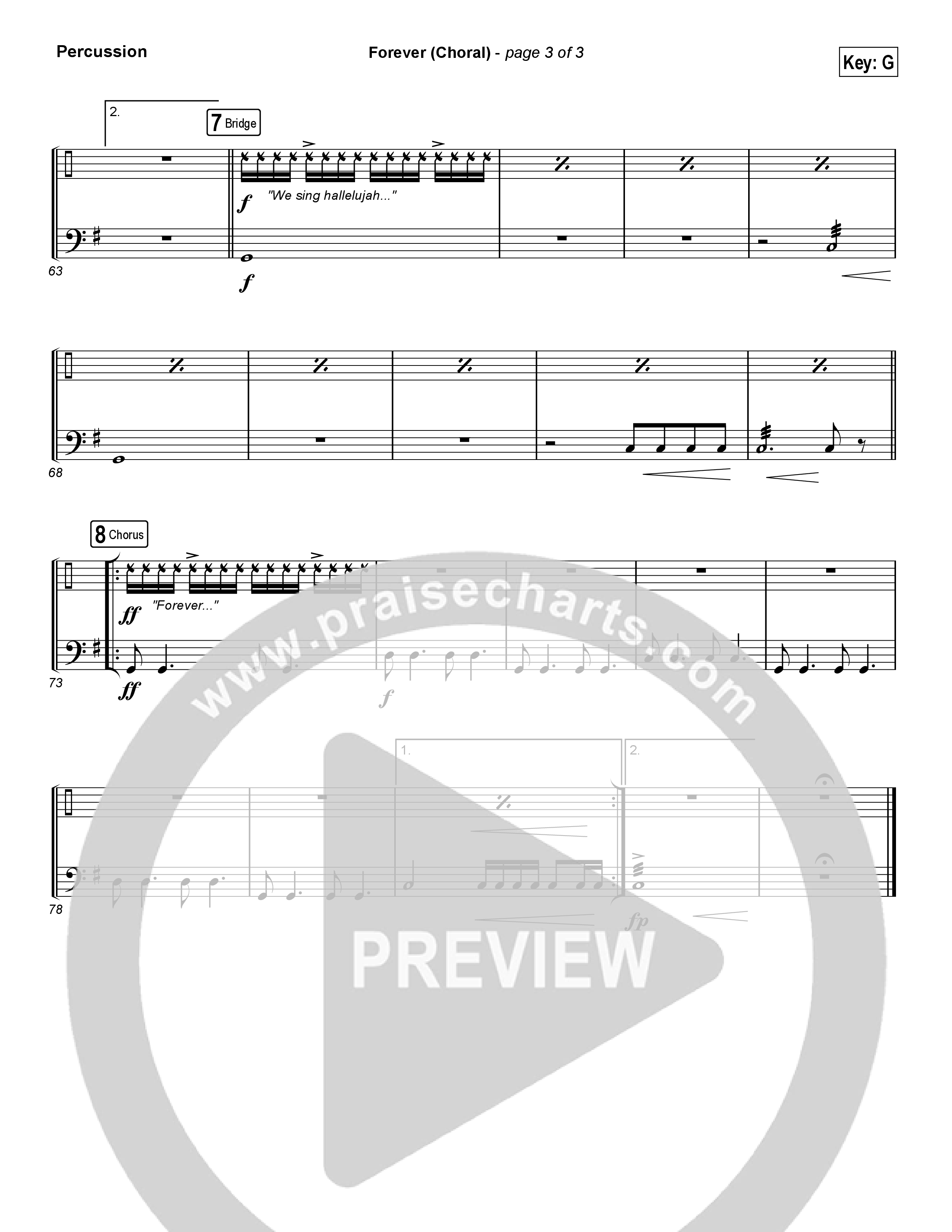 Forever (Choral Anthem SATB) Percussion (Kari Jobe / Arr. Luke Gambill)