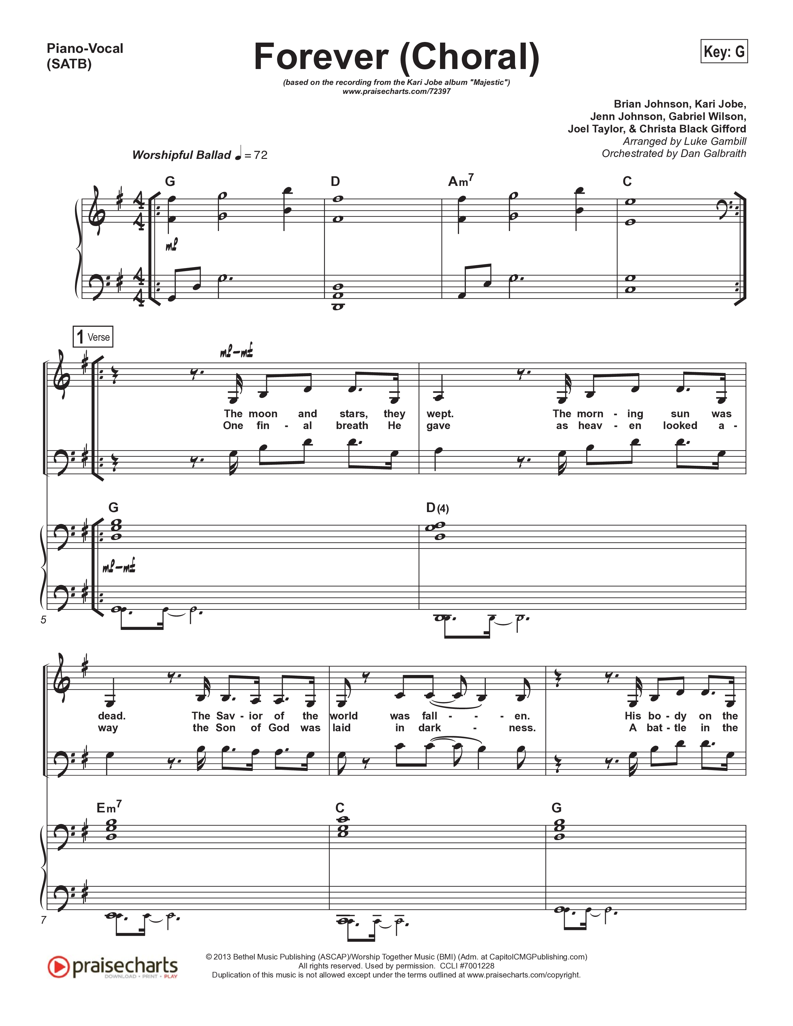Forever (Choral Anthem SATB) Piano/Vocal Pack (Kari Jobe / Arr. Luke Gambill)
