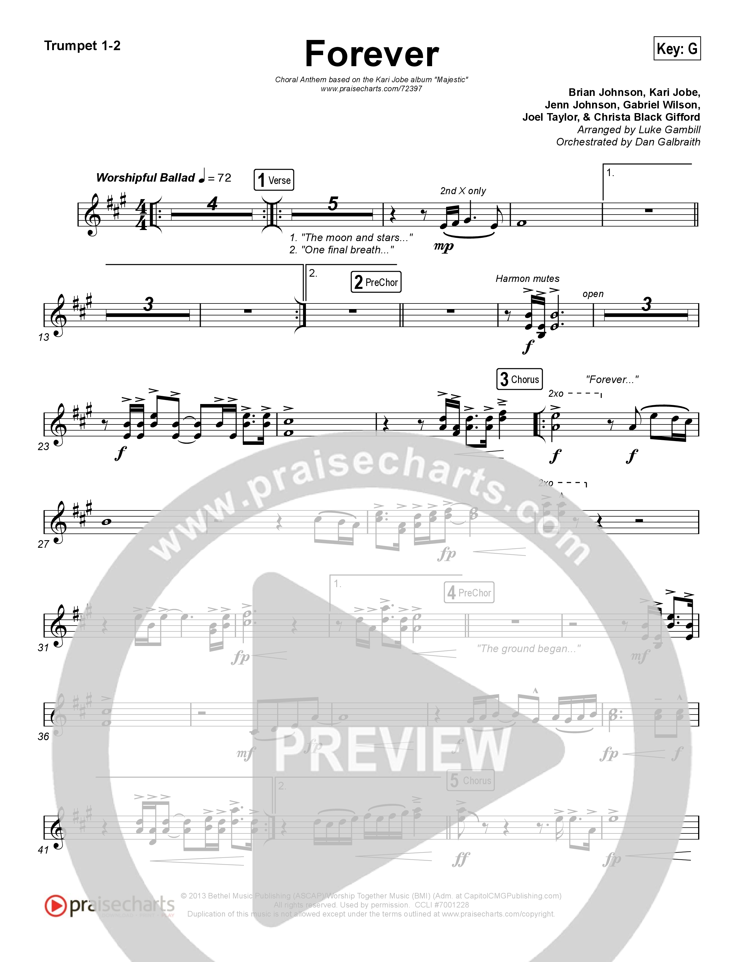 Forever (Choral Anthem SATB) Brass Pack (Kari Jobe / Arr. Luke Gambill)