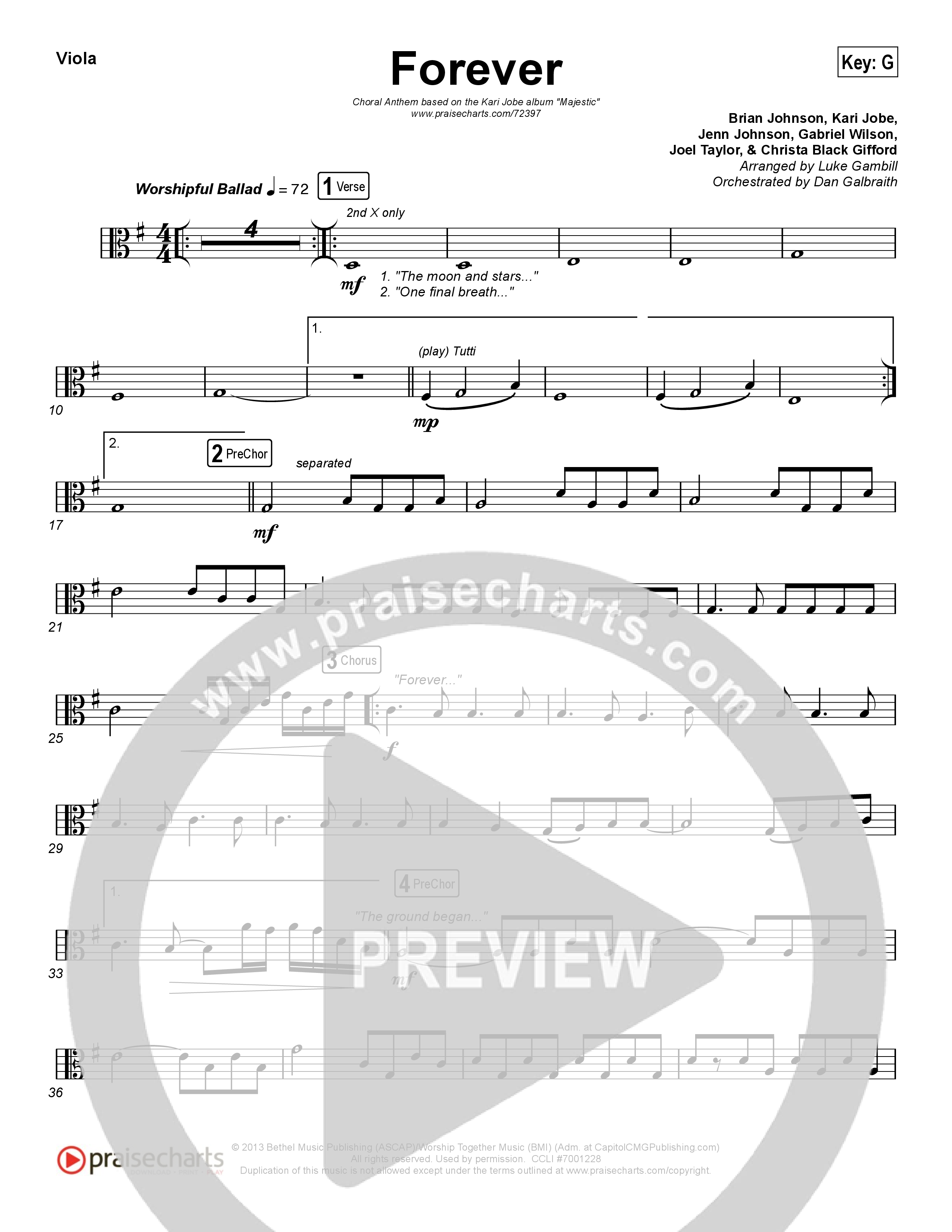 Forever (Choral Anthem SATB) Viola (Kari Jobe / Arr. Luke Gambill)