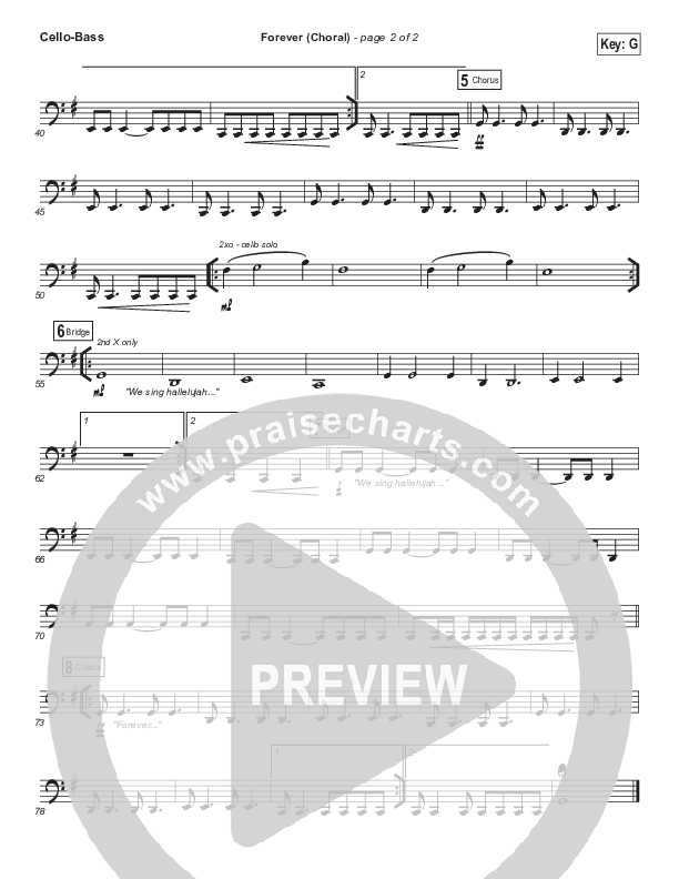 Forever (Choral Anthem SATB) Cello/Bass (Kari Jobe / Arr. Luke Gambill)