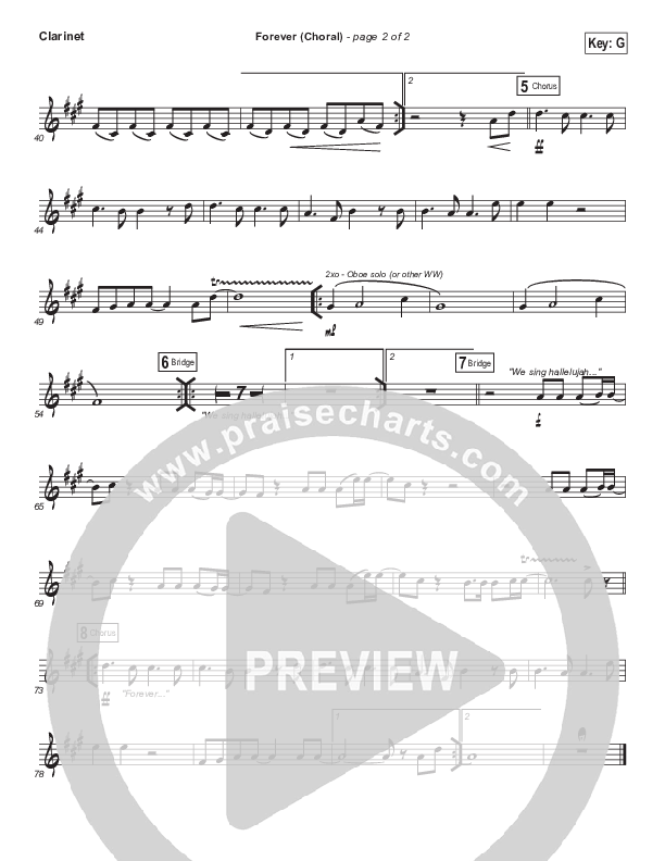 Forever (Choral Anthem SATB) Clarinet (Kari Jobe / Arr. Luke Gambill)