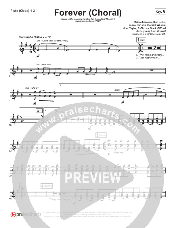 Forever (Choral Anthem SATB) Flute/Oboe 1/2/3 (Kari Jobe / Arr. Luke Gambill)