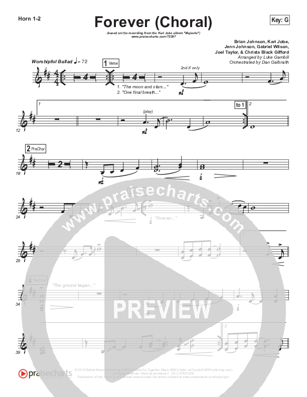 Forever (Choral Anthem SATB) Brass Pack (Kari Jobe / Arr. Luke Gambill)
