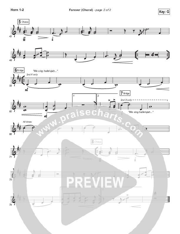 Forever (Choral Anthem SATB) French Horn 1/2 (Kari Jobe / Arr. Luke Gambill)