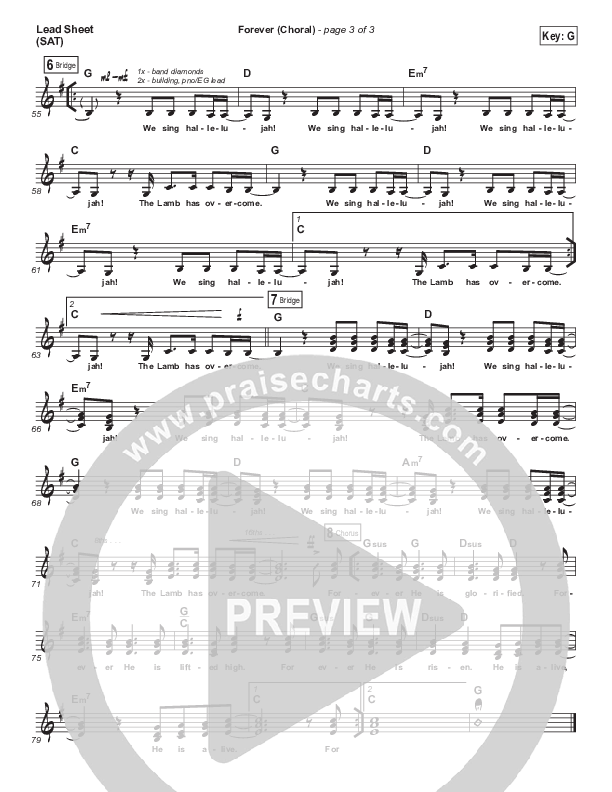 Forever (Choral Anthem SATB) Lead Sheet (SAT) (Kari Jobe / Arr. Luke Gambill)