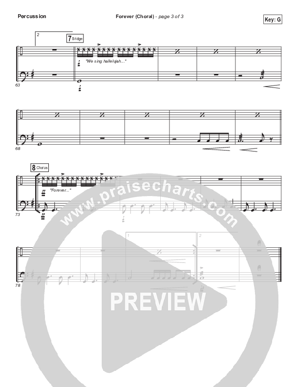 Forever (Choral Anthem SATB) Percussion (Kari Jobe / Arr. Luke Gambill)