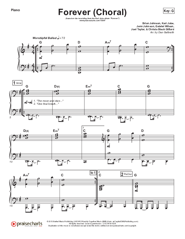 Forever (Choral Anthem SATB) Piano Sheet (Kari Jobe / Arr. Luke Gambill)