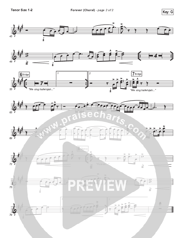 Forever (Choral Anthem SATB) Tenor Sax 1/2 (Kari Jobe / Arr. Luke Gambill)