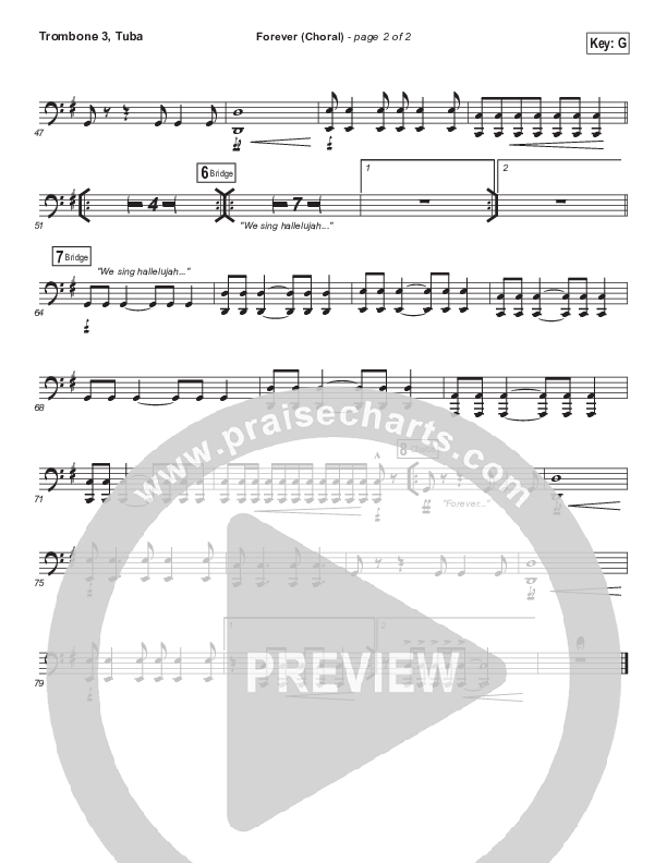 Forever (Choral Anthem SATB) Trombone 3/Tuba (Kari Jobe / Arr. Luke Gambill)