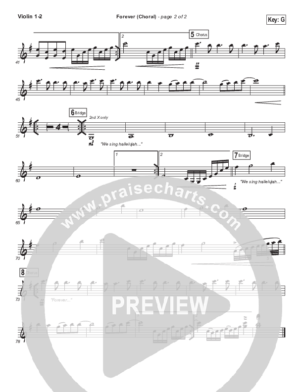 Forever (Choral Anthem SATB) Violin 1/2 (Kari Jobe / Arr. Luke Gambill)