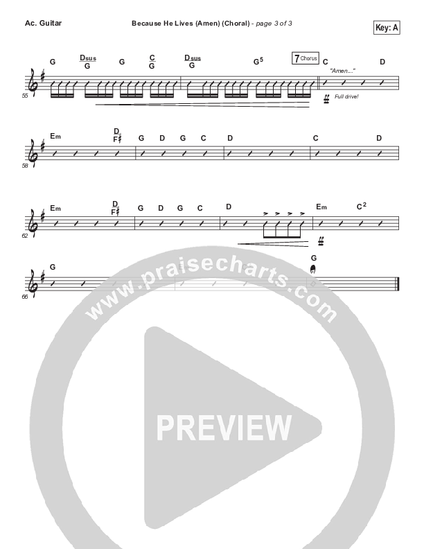 Because He Lives (Amen) (Choral Anthem SATB) Acoustic Guitar (Matt Maher / Arr. Luke Gambill / Orch. Joel Mott)