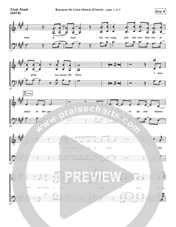 Because He Lives (Amen) (Choral Anthem SATB) Choir Sheet (SATB) (Matt Maher / Arr. Luke Gambill / Orch. Joel Mott)