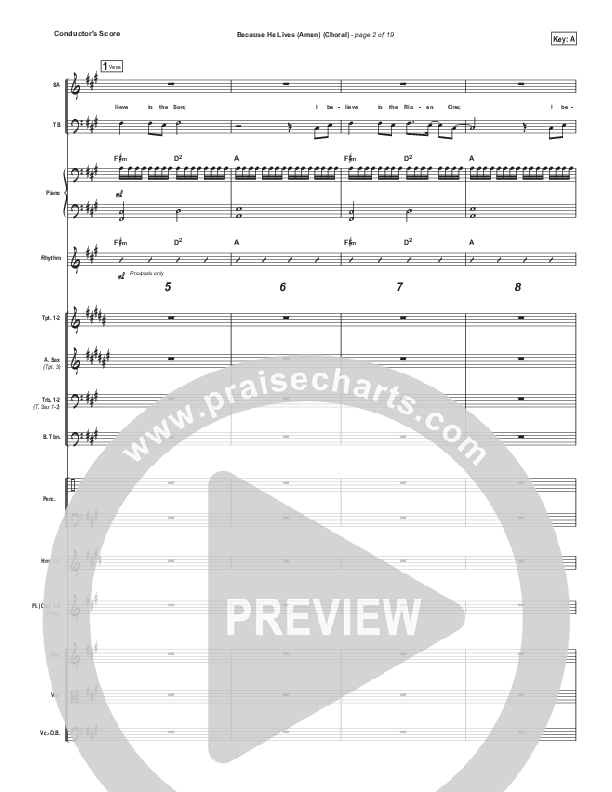 Because He Lives (Amen) (Choral Anthem SATB) Conductor's Score (Matt Maher / Arr. Luke Gambill / Orch. Joel Mott)