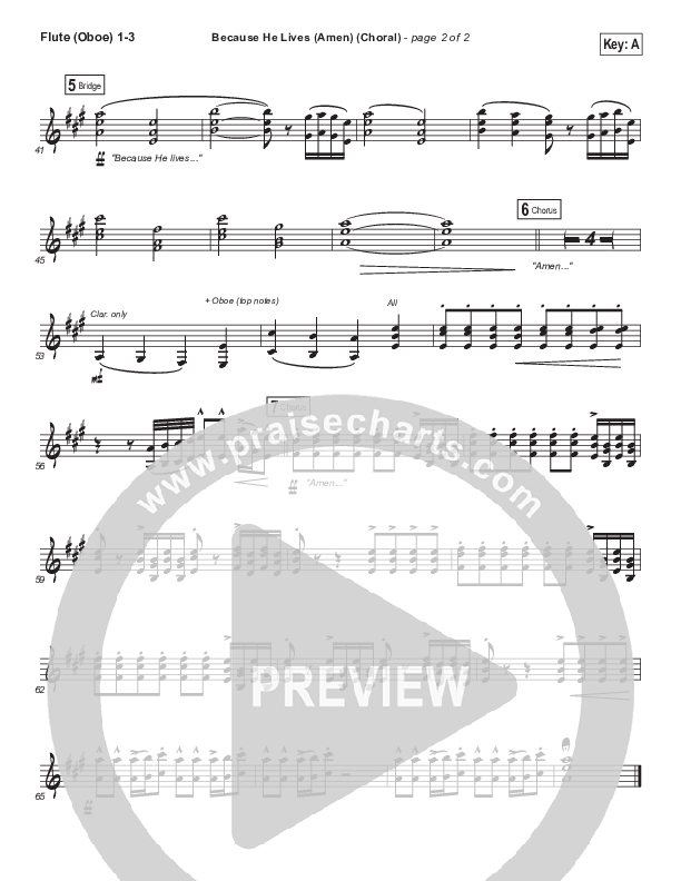 Because He Lives (Amen) (Choral Anthem SATB) Wind Pack (Matt Maher / Arr. Luke Gambill / Orch. Joel Mott)