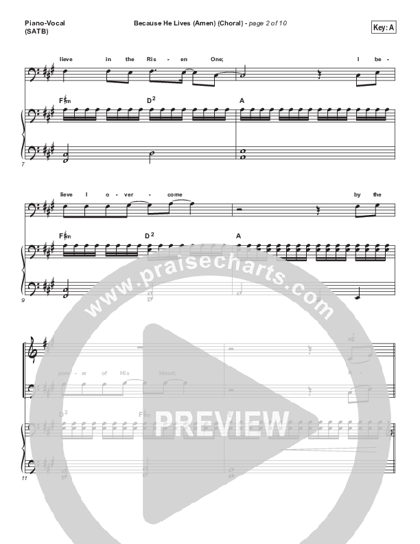 Because He Lives (Amen) (Choral Anthem SATB) Piano/Vocal Pack (Matt Maher / Arr. Luke Gambill / Orch. Joel Mott)