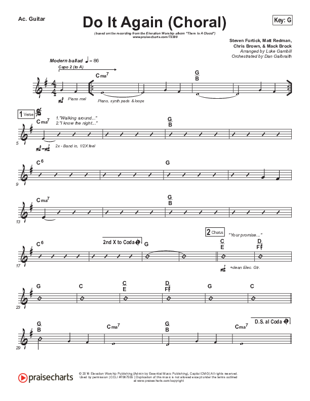 Do It Again (Choral Anthem SATB) Acoustic Guitar (Elevation Worship / Arr. Luke Gambill)