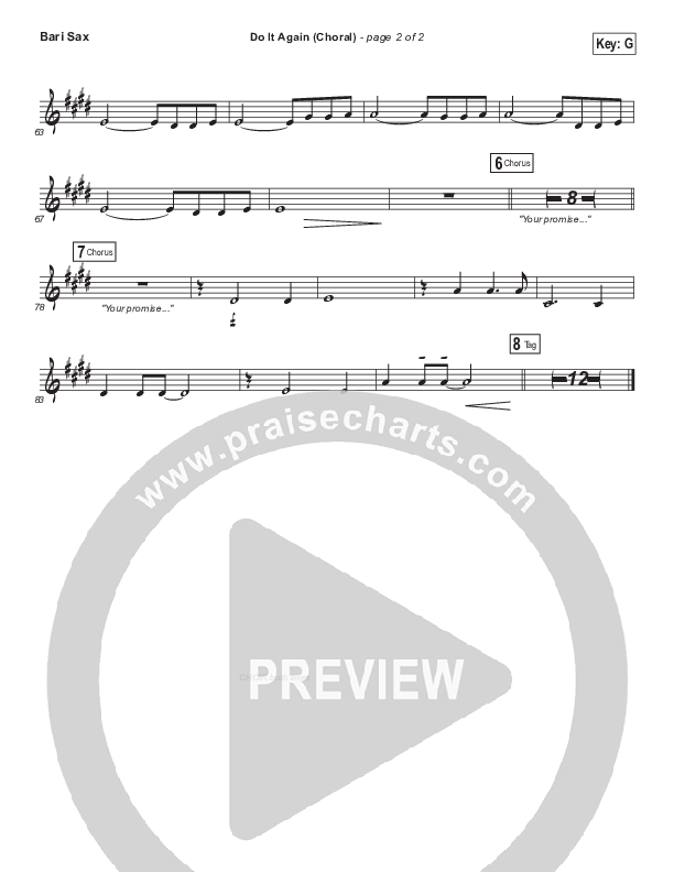 Do It Again (Choral Anthem SATB) Bari Sax (Elevation Worship / Arr. Luke Gambill)