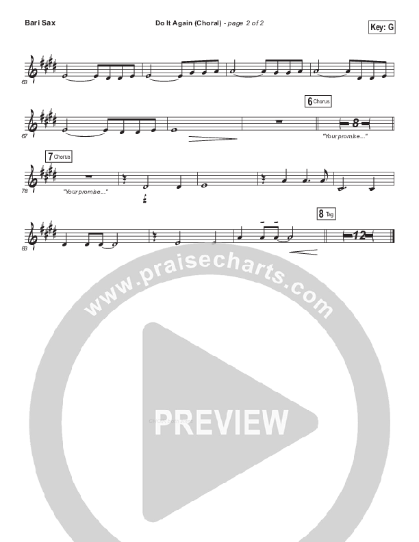 Do It Again (Choral Anthem SATB) Bari Sax (Elevation Worship / Arr. Luke Gambill)