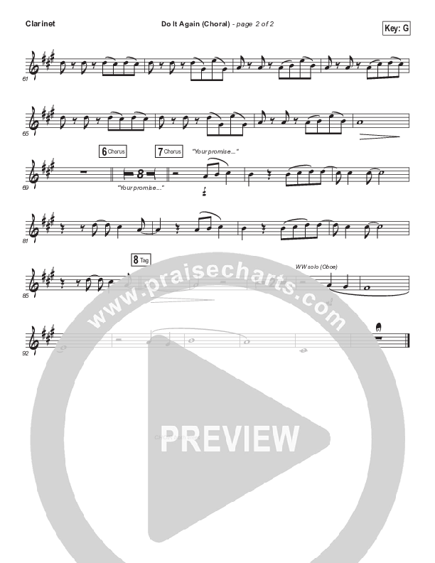 Do It Again (Choral Anthem SATB) Clarinet (Elevation Worship / Arr. Luke Gambill)