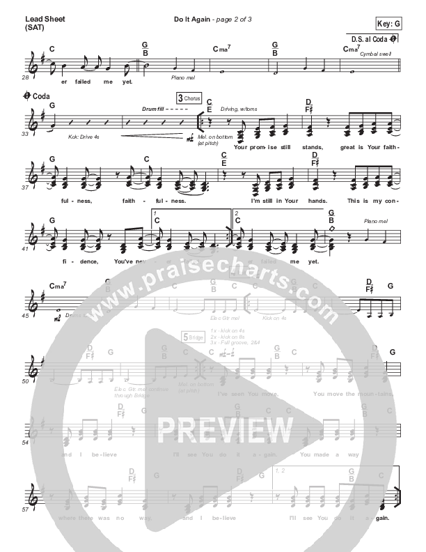 Do It Again (Choral Anthem SATB) Lead Sheet (SAT) (Elevation Worship / Arr. Luke Gambill)