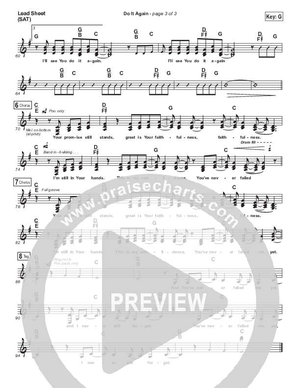 Do It Again (Choral Anthem SATB) Lead Sheet (SAT) (Elevation Worship / Arr. Luke Gambill)