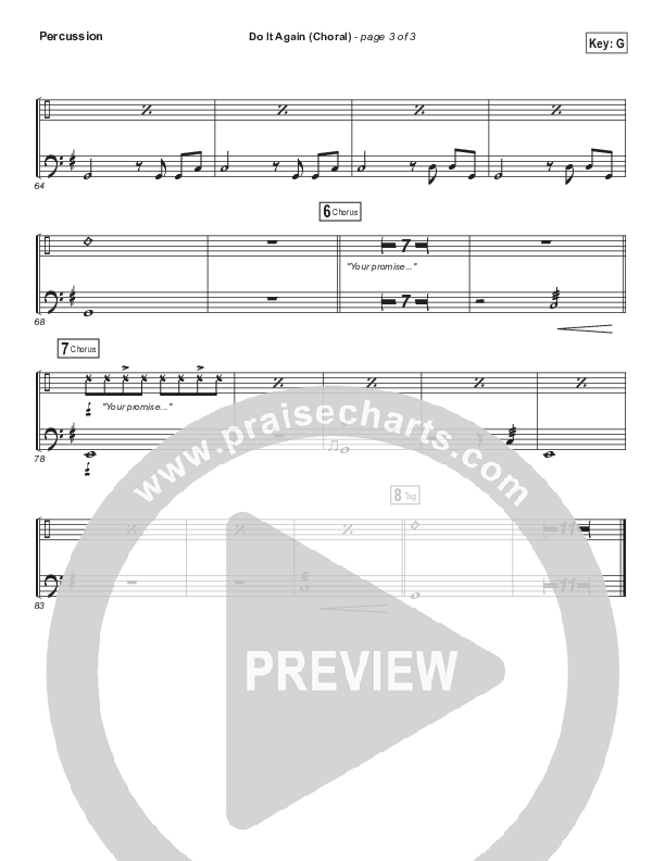 Do It Again (Choral Anthem SATB) Percussion (Elevation Worship / Arr. Luke Gambill)