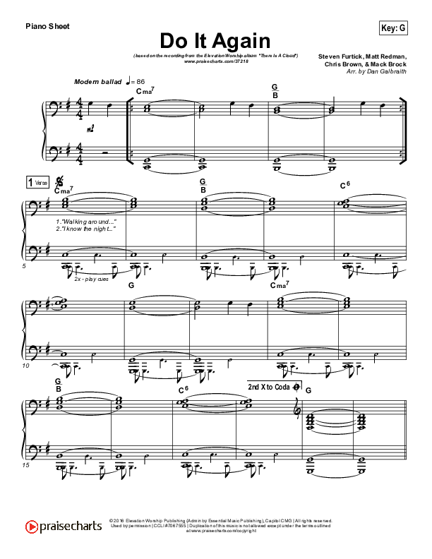 Do It Again (Choral Anthem SATB) Piano Sheet (Elevation Worship / Arr. Luke Gambill)