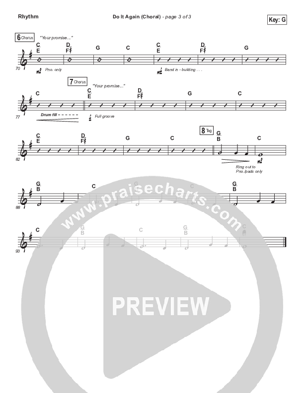 Do It Again (Choral Anthem SATB) Rhythm Chart (Elevation Worship / Arr. Luke Gambill)